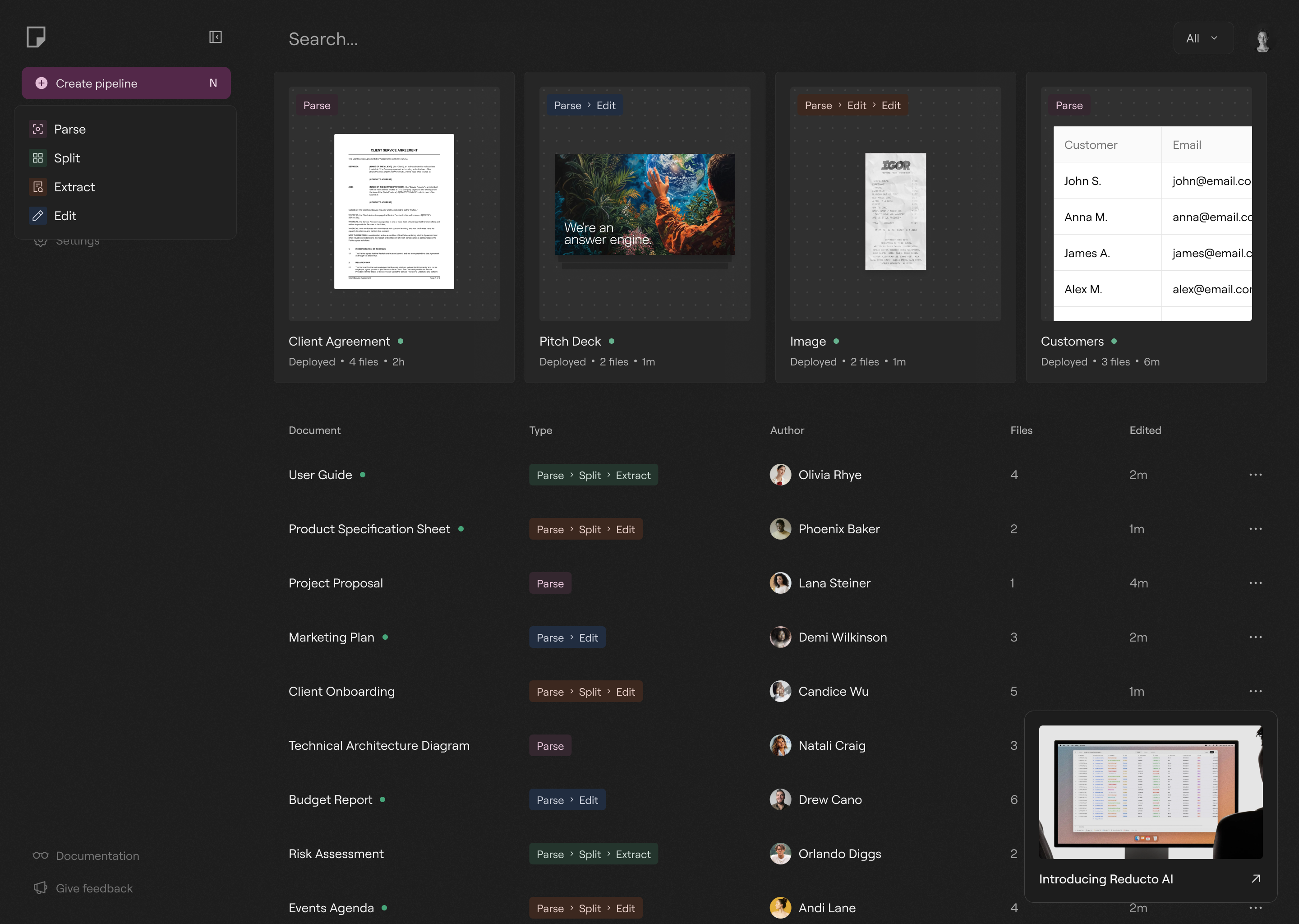 Reducto Studio, dark mode